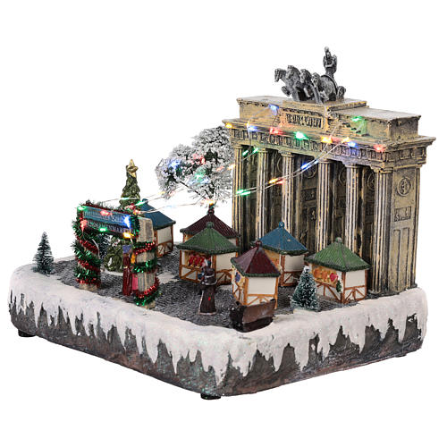 Christmas village Berlin with moving elements, lights and music 25x20x25 cm 3