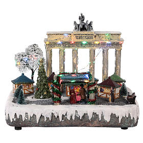 Cenário de Natal Berlim movimento luzes música 25x20x25 cm s1