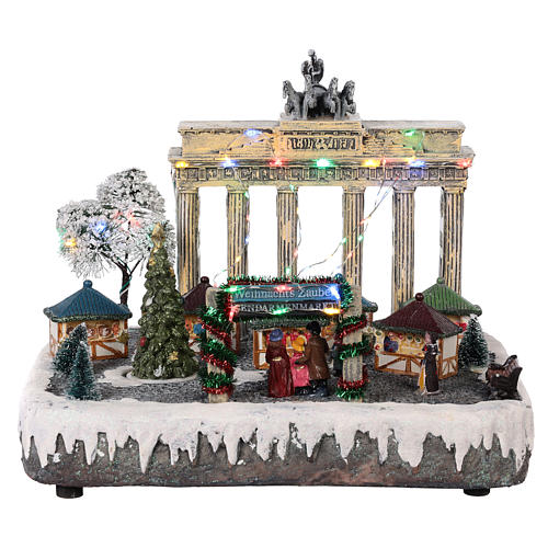 Cenário de Natal Berlim movimento luzes música 25x20x25 cm 1