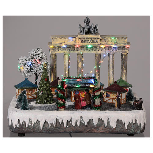 Cenário de Natal Berlim movimento luzes música 25x20x25 cm 2