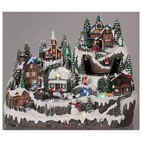 Christmas village ice rink animated lights music 40x30x30