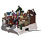 Christmas village train station with moving elements, lights and music 25x35x25 cm s3