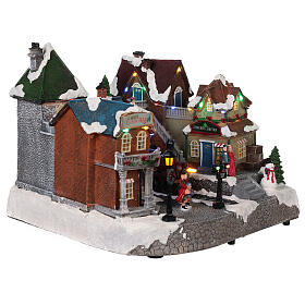 Christmas village with animated train station lights music 25x35x25 s4