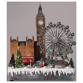 London Christmas village movement lights music 35x20x25 cm