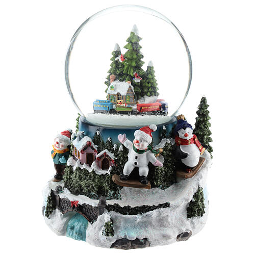 Snow globe with village and train h. 17 cm 3