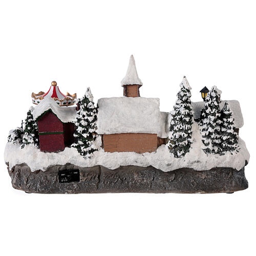 Villaggio invernale auto in movimento musica e luci 40x25x20 cm 5