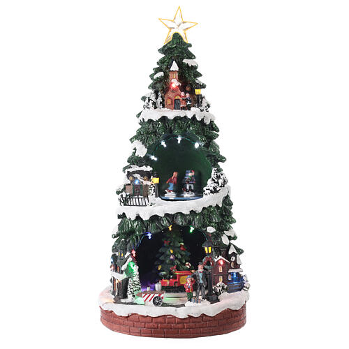 Cenário natalino em miniatura árvore de Natal com pista de gelo 40x20x19 cm 1