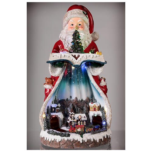Santa Claus Christmas village music train station, 25x20x45 cm 2