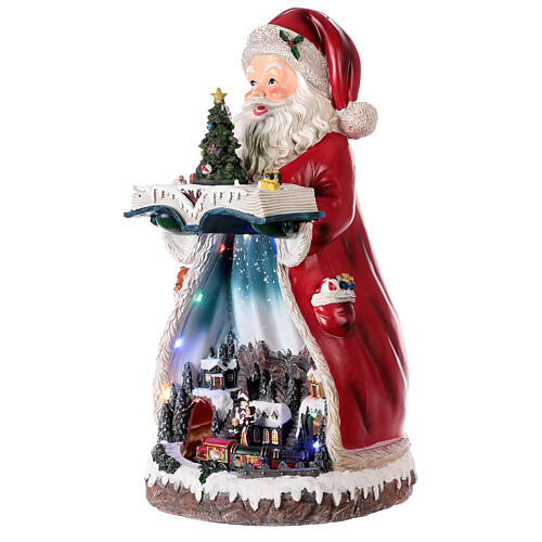 Santa Claus Christmas village music train station, 25x20x45 cm 3