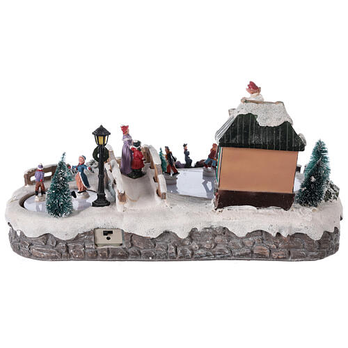 Christmas village with ice rink and shop, 25x20x40 cm 5