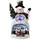 Bonhomme de neige Noël piste patinage et train 45x20x25 cm s1