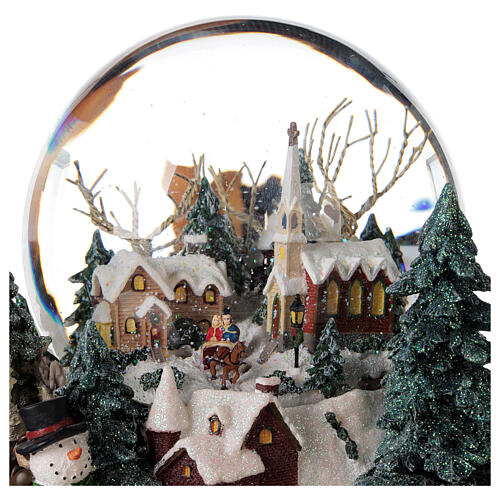 Globo de neve de vidro com paisagem invernal, caixa de música e luzes 22,5x20x24 cm 6