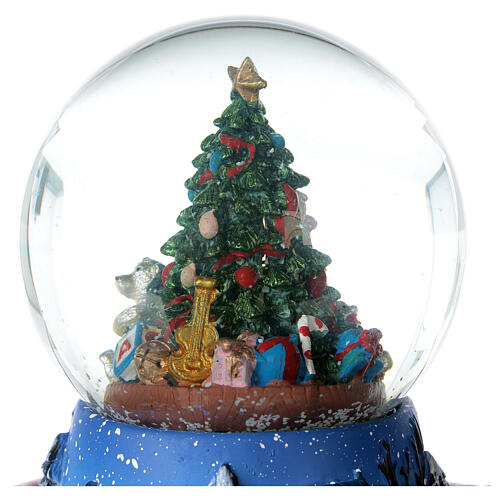 Christmas tree snow globe train music 15x15 cm 4