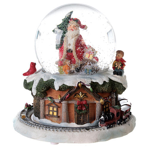Santa Claus snow globe train music 15x15x15 cm 1
