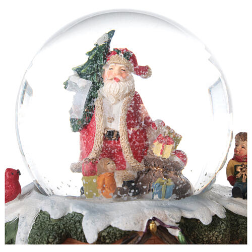 Globo de neve de vidro com Pai Natal e comboio de brinquedo 16x15x15 cm 4