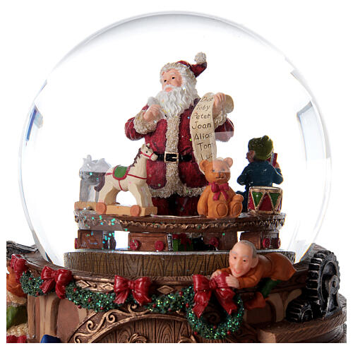 Weihnachtsspieluhr aus Glas mit Weihnachtsmann, 25x25x15 cm 4