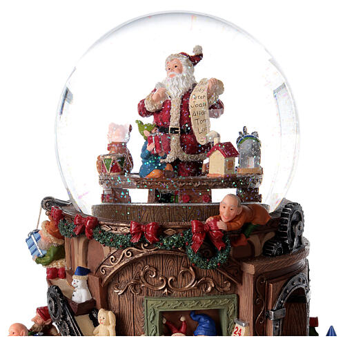 Fabbrica Babbo Natale sfera vetro carillon 25x25x15 cm 2