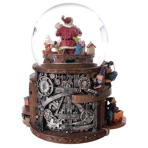 Fabbrica Babbo Natale sfera vetro carillon 25x25x15 cm 7