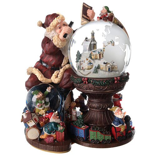 Carillon palla vetro Babbo Natale mappamondo 25x25x20 cm 1