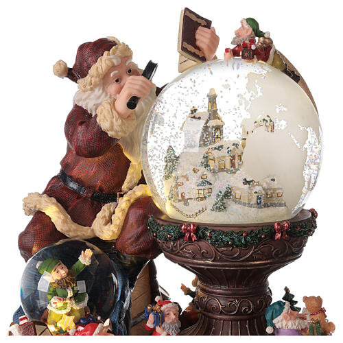 Carillon palla vetro Babbo Natale mappamondo 25x25x20 cm 2