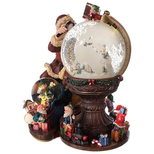 Carillon palla vetro Babbo Natale mappamondo 25x25x20 cm 3