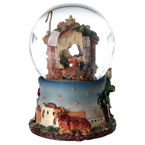 Globo de neve de vidro Natividade e Reis Magos com caixa de música, 14,5x10x10 cm 7