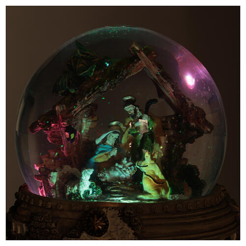 Globo de vidro com glitter figuras Natividade e presépio caixa de música, 20x19x19 cm 6