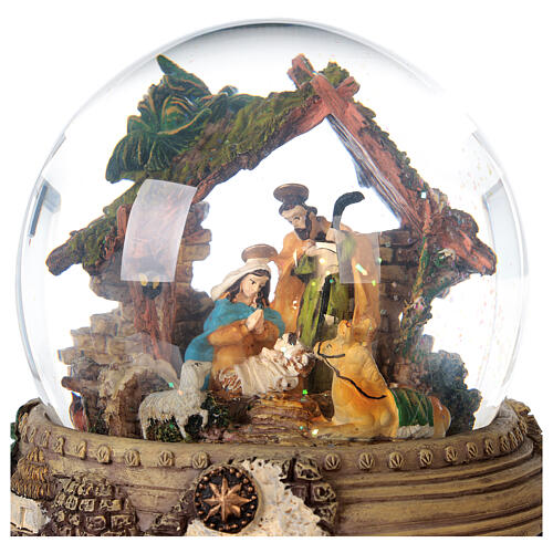 Globo de vidro com glitter figuras Natividade e presépio caixa de música, 20x19x19 cm 7