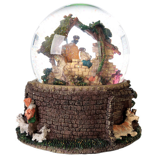 Globo de vidro com glitter figuras Natividade e presépio caixa de música, 20x19x19 cm 8
