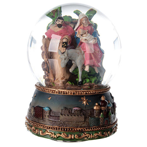 Weihnachtsspieluhr aus Glas Flucht nach Ägypten, 15x10x10 cm 1