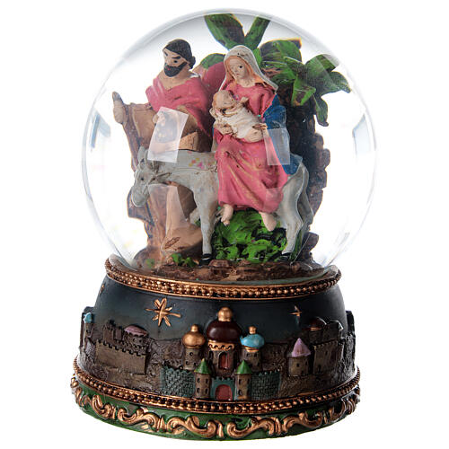 Weihnachtsspieluhr aus Glas Flucht nach Ägypten, 15x10x10 cm 3