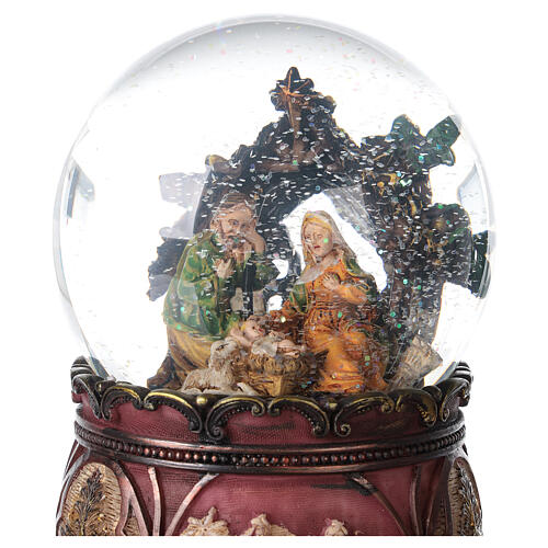 Boule à neige verre paillettes Nativité boîte musicale 15x10x10 cm 2