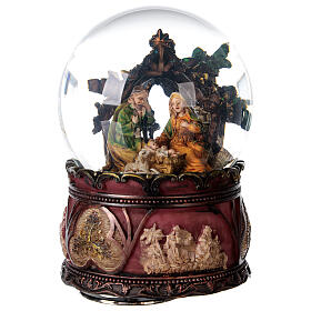 Globo de neve glitter de vidro Natividade e caixa de música, 14,5x10x10 cm
