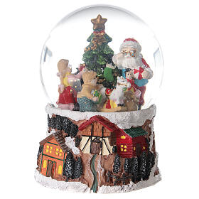 Weihnachtsspieluhr aus Glas mit Weihnachtsmann, 15x10x10 cm