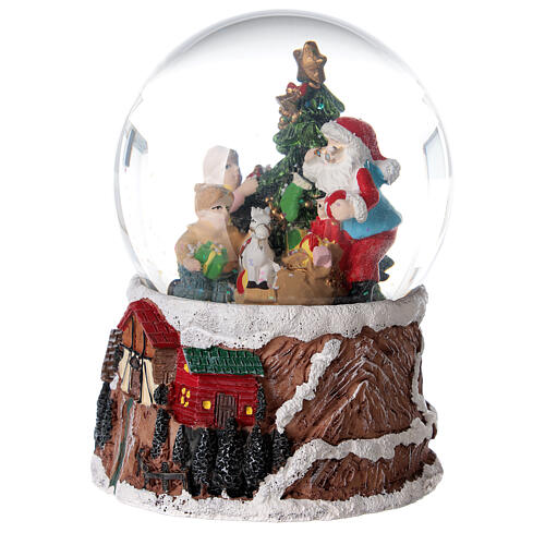 Weihnachtsspieluhr aus Glas mit Weihnachtsmann, 15x10x10 cm 3