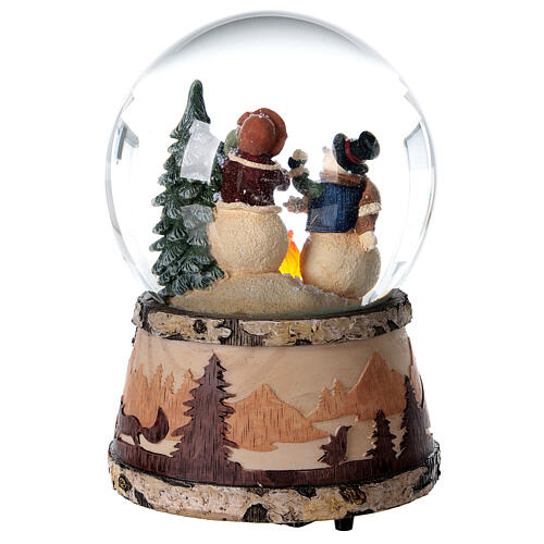 Weihnachtsspieluhr aus Glas mit Schnee und Schneemännern, 15x10x10 cm 6