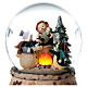 Glitter snow globe snowman fire music 15x10x10 cm s4