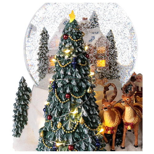 Weihnachtsspieluhr aus Glas mit Schnee Lichter und Weihnachtsmann, 20x20x20 cm 4