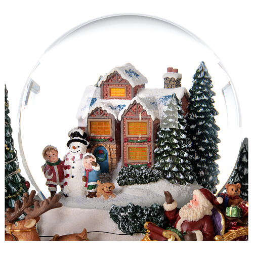 Weihnachtsspieluhr aus Glas mit Schnee Lichter und Weihnachtsmann, 20x20x20 cm 6
