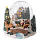 Weihnachtsspieluhr aus Glas mit Schnee Lichter und Weihnachtsmann, 20x20x20 cm s3