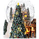 Weihnachtsspieluhr aus Glas mit Schnee Lichter und Weihnachtsmann, 20x20x20 cm s4