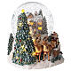 Weihnachtsspieluhr aus Glas mit Schnee Lichter und Weihnachtsmann, 20x20x20 cm s5