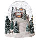 Esfera de vidrio nieve trineo Papá Noel carillón luces 20x20x20 cm s7