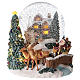 Palla di vetro neve slitta Babbo Natale carillon luci 20x20x20 cm s1