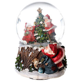 Weihnachtsspieluhr aus Glas mit geschmücktem Weihnachtsbaum, 15x10x10 cm