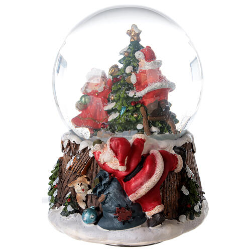 Weihnachtsspieluhr aus Glas mit geschmücktem Weihnachtsbaum, 15x10x10 cm 3