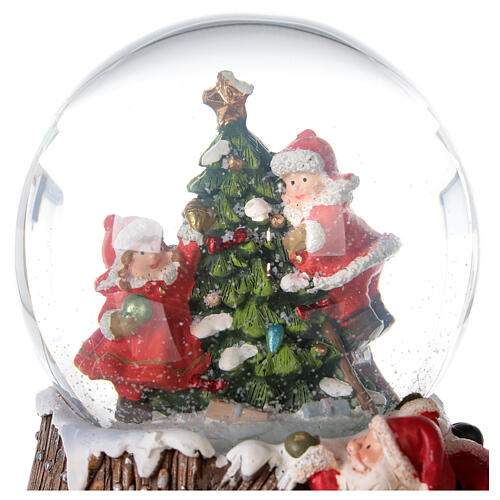 Weihnachtsspieluhr aus Glas mit geschmücktem Weihnachtsbaum, 15x10x10 cm 4