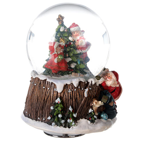 Weihnachtsspieluhr aus Glas mit geschmücktem Weihnachtsbaum, 15x10x10 cm 5