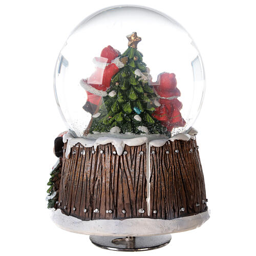 Weihnachtsspieluhr aus Glas mit geschmücktem Weihnachtsbaum, 15x10x10 cm 7