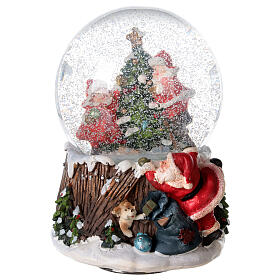 Caixa de música globo de neve de vidro árvore de Natal, 15x12x11 cm